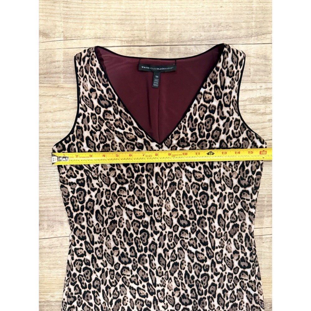 White House Black Market WHBM Dress XS Reversible Leopard Print Maroon EUC - Picture 5 of 7